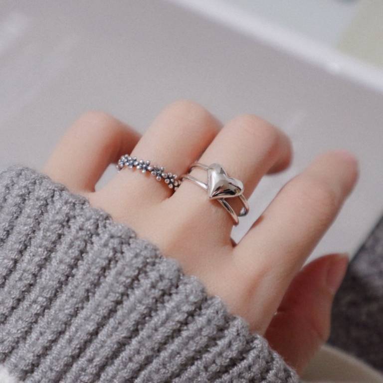 925 Sterling Silver Vintage Full Simple flower Open Ring – Fashion ...